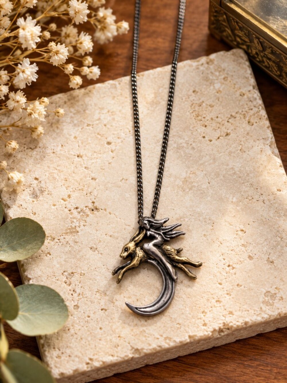 Briar Angels & Faeries Fairy Riding Hare Pendant Necklace